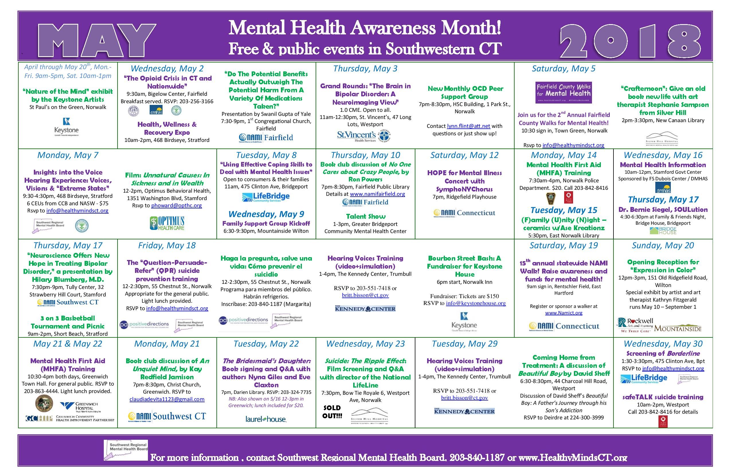 May Mental Health Calendar 2018 Turning Point CT